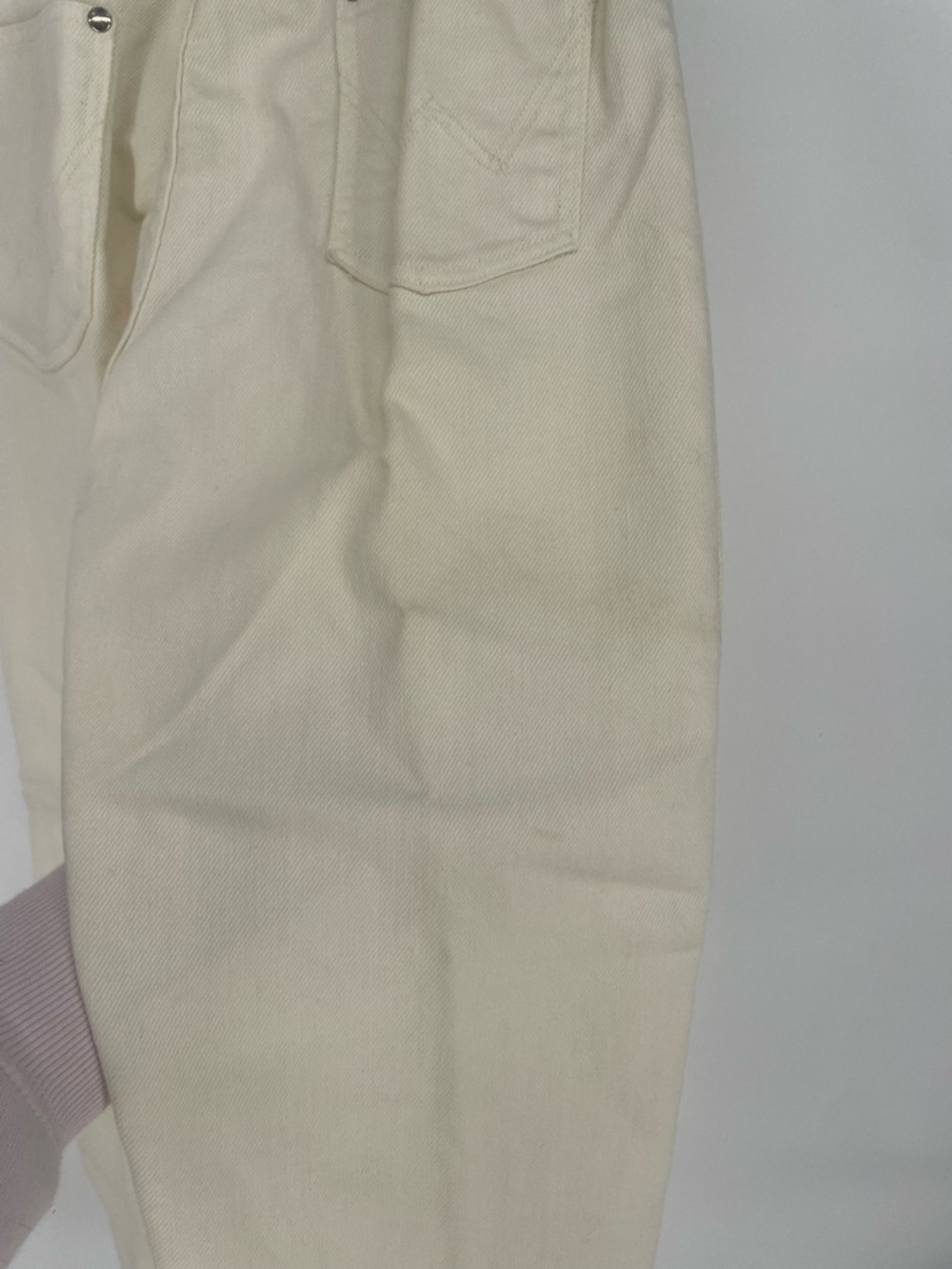 Vintage Wrangler Jeans Sanforized White Denim High Waisted Cut W Stitched Pocket - Picture 16 of 16